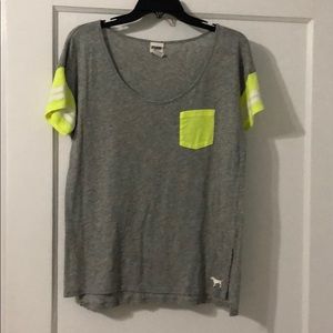 PINK Tee with Pocket and Neon Accents